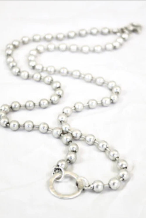 Convertible Short to Long Silver Ball Chain Necklace