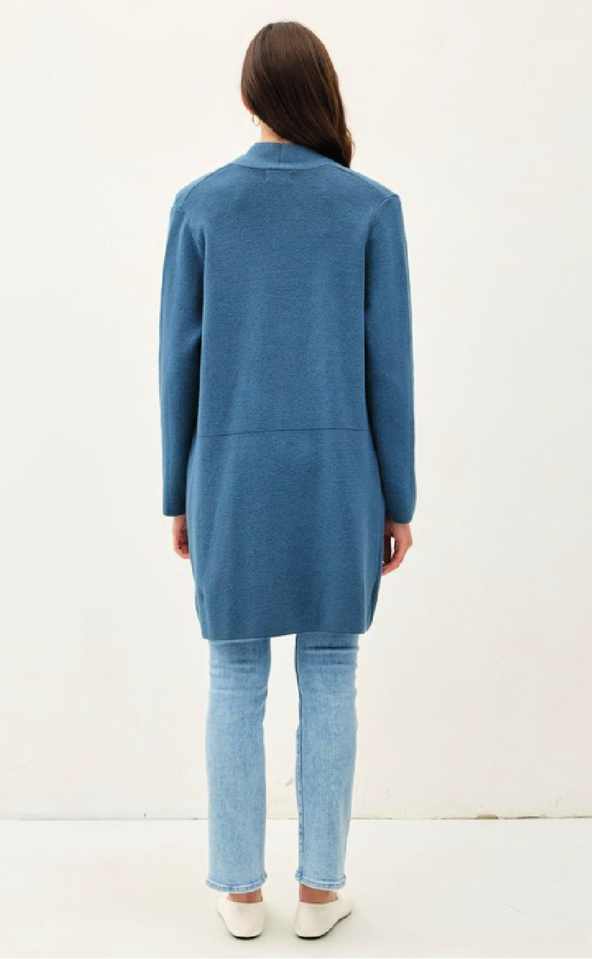 Open Front Knit Sweater Coat - Teal