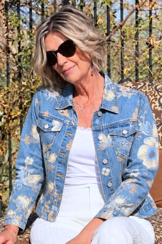 Floral Short Denim Jacket