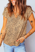 Wild Spirit Frilled Cheetah Print V-Neck Blouse
