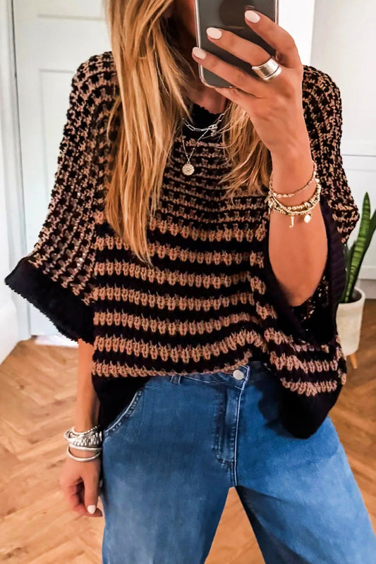 Black and Brown Slouchy Sweater