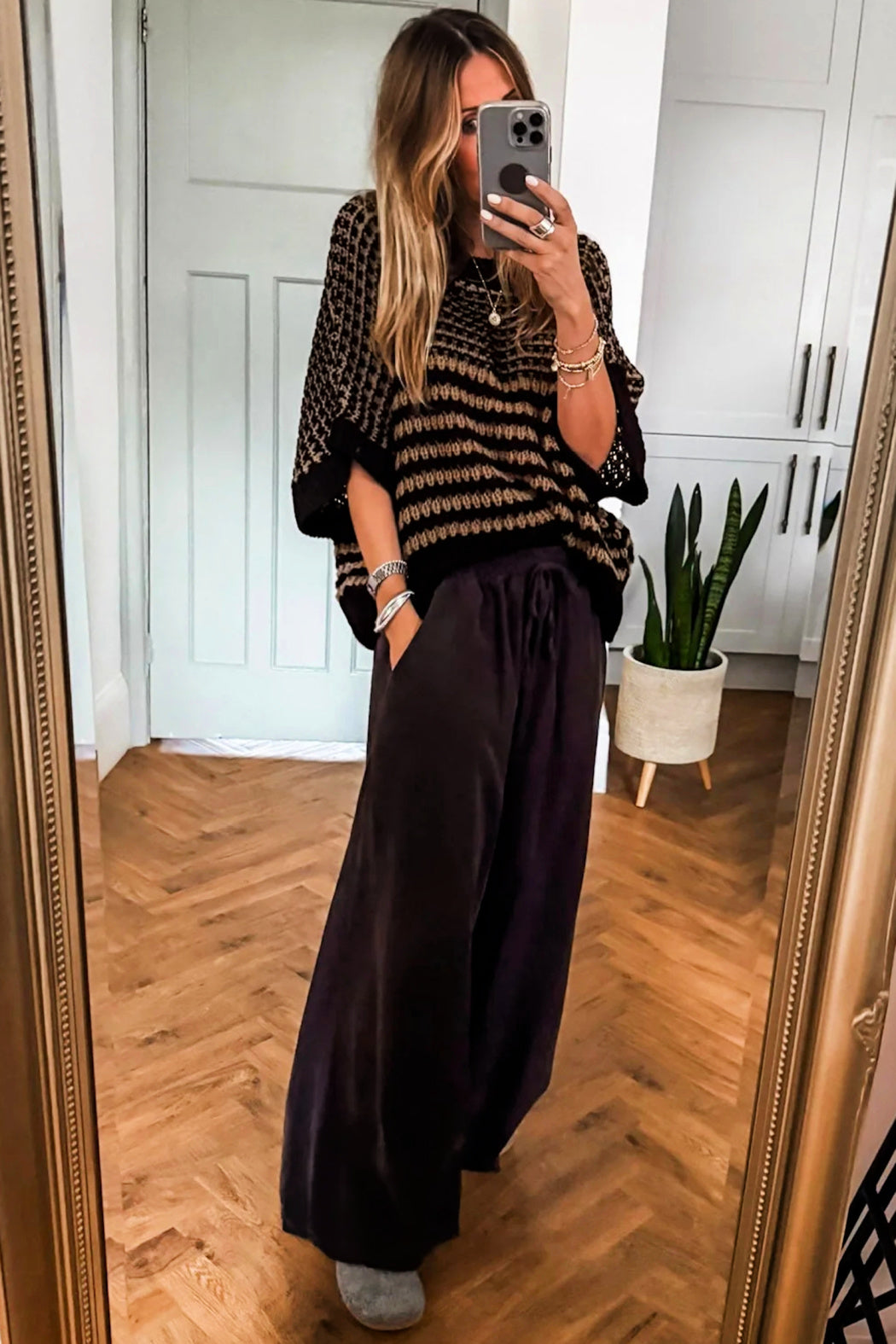Black and Brown Slouchy Sweater