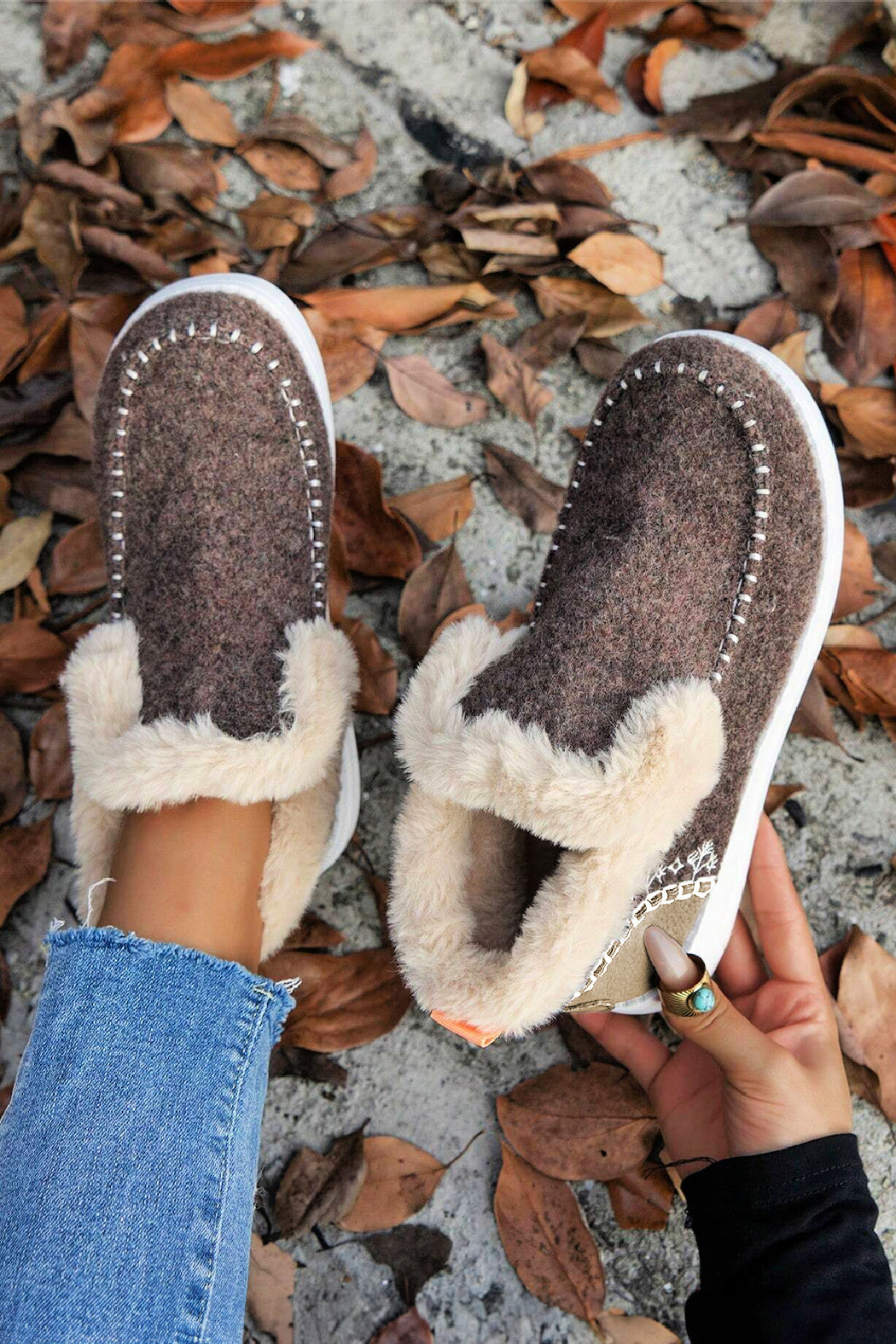 Ankle Boot Patchwork Slippers - Brown