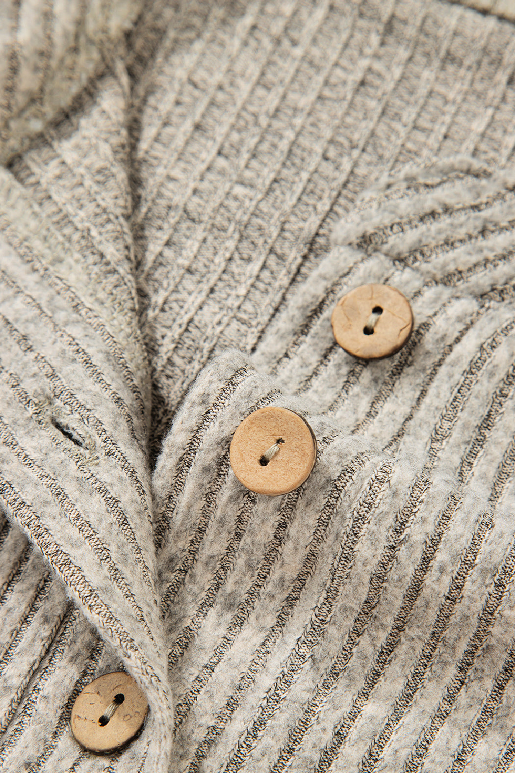 Ribbed Henley Top - Taupe