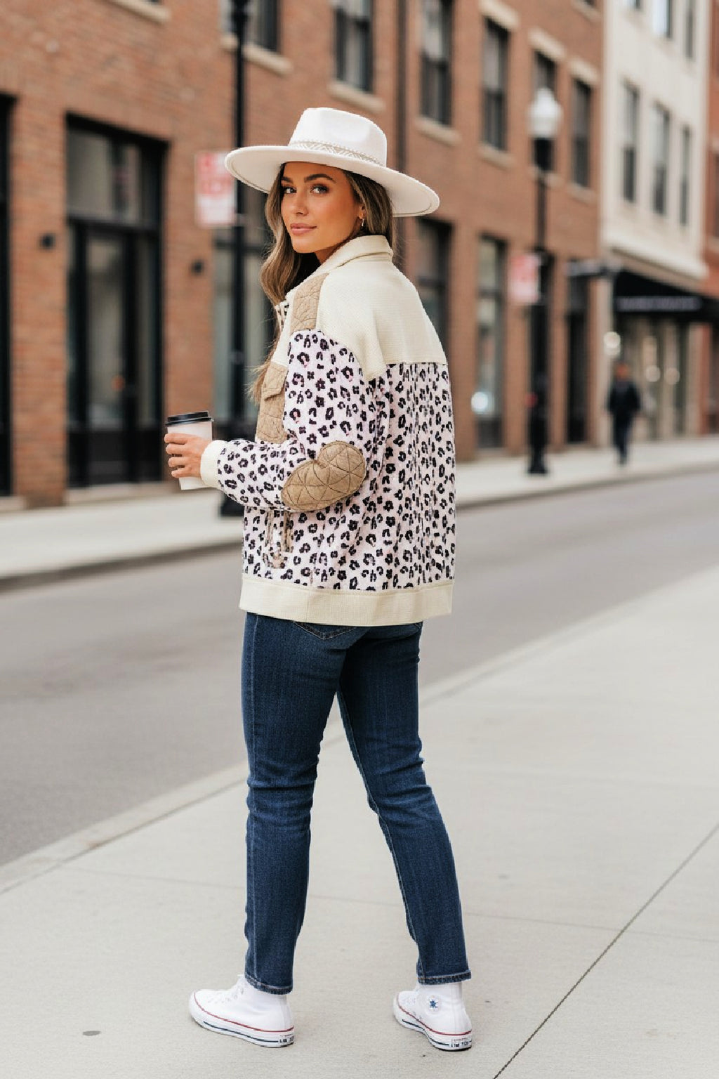 Waffle Quilted Leopard Jacket