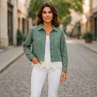 Lace and Sequin Crushed Velvet Crop Jacket