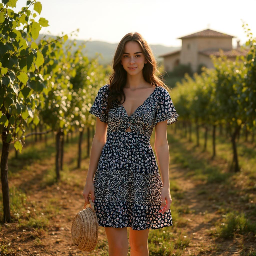 ON SALE - Floral Print Short Sleeve Dress