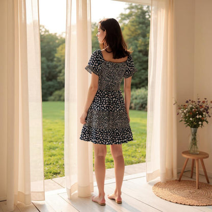 Floral Print Short Sleeve Dress
