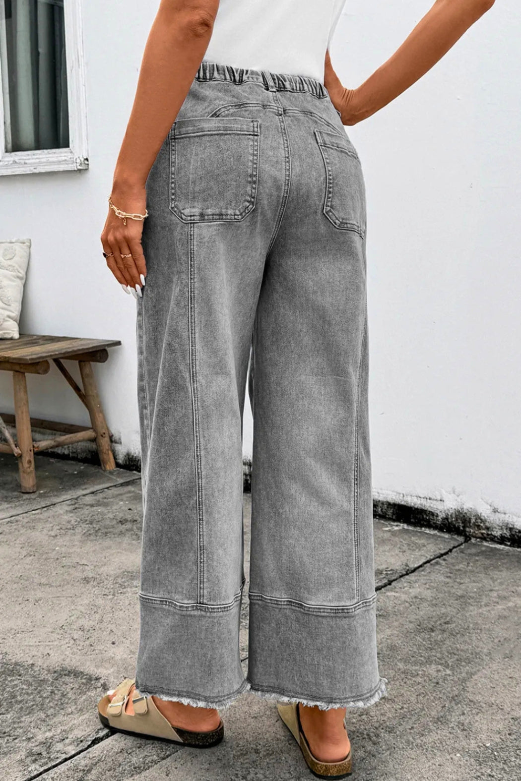 The "Cool Girl" Seam Detail Drawstring Wide Leg Denim — Gray 👖✨