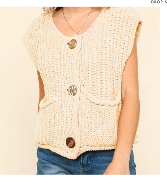 Slub Knit Sweater Vest