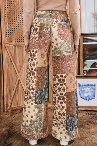 Vintage Boho Patchwork Wide-Leg-Jeans
