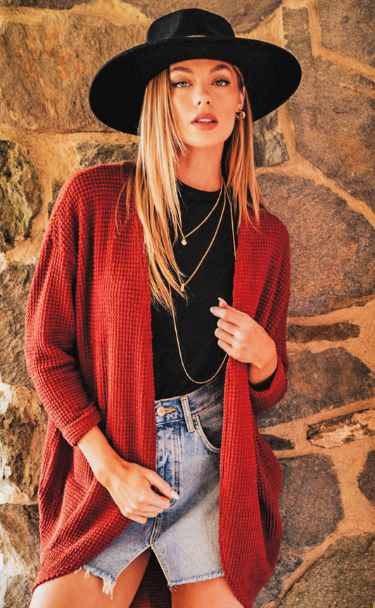 Basic Knit Cardigan - Brick