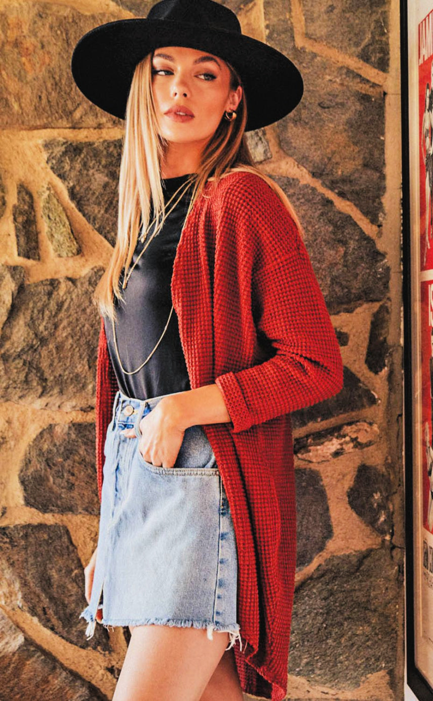 ON SALE - Basic Knit Cardigan - Brick