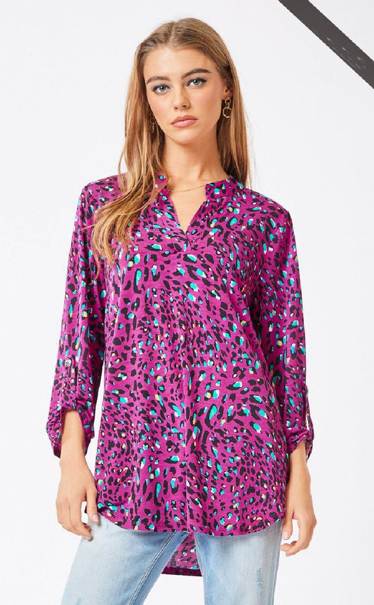 Dear Scarlett - Magenta Animal Print Top