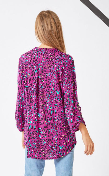 Dear Scarlett - Magenta Animal Print Top