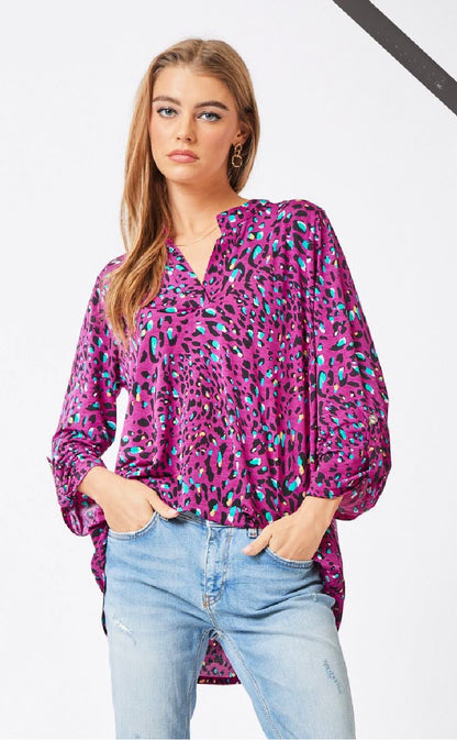 Dear Scarlett - Magenta Animal Print Top