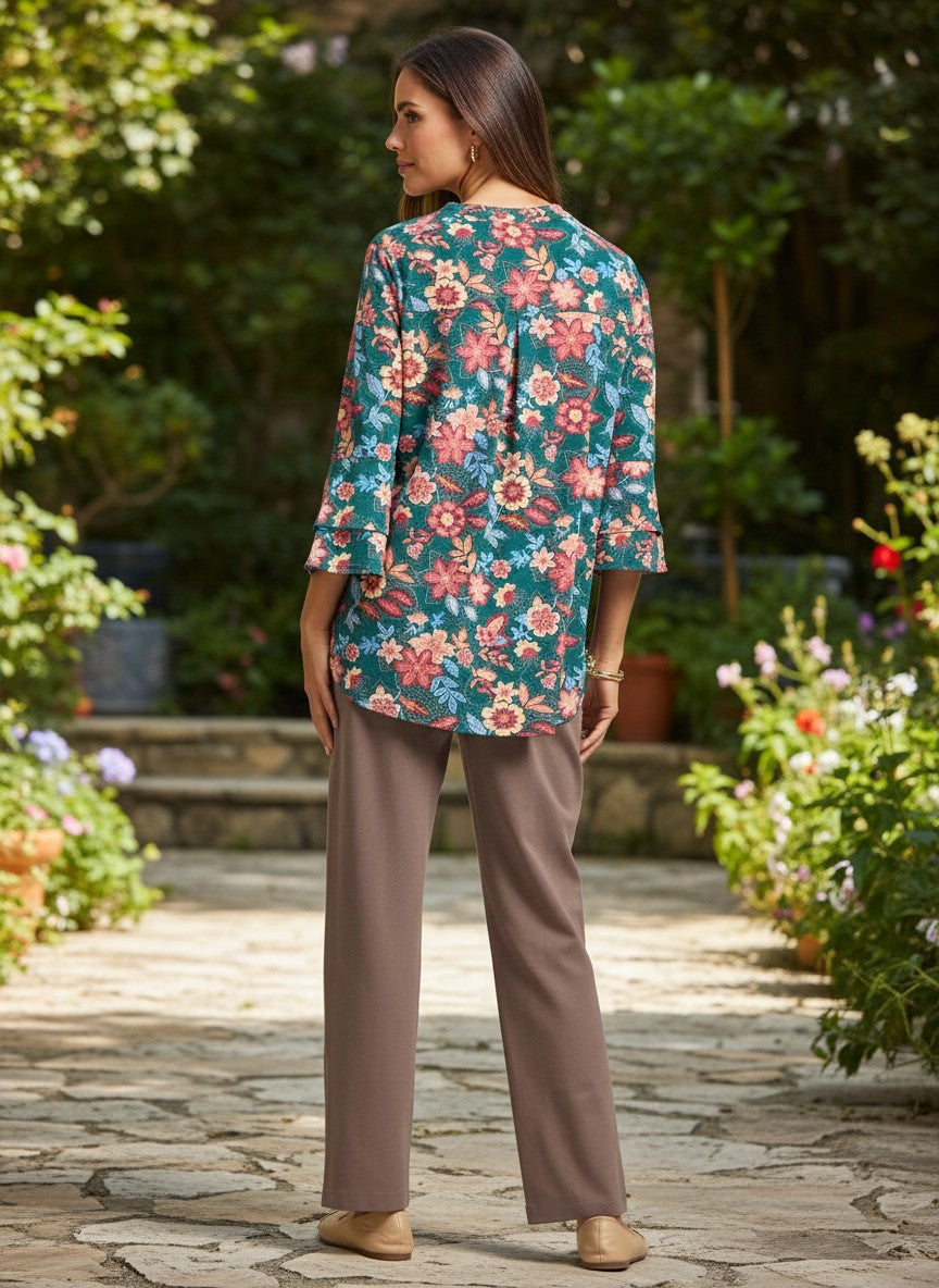 Tiered Bell Sleeve Floral Top