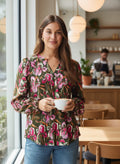 Smocked Sleeve Floral Top