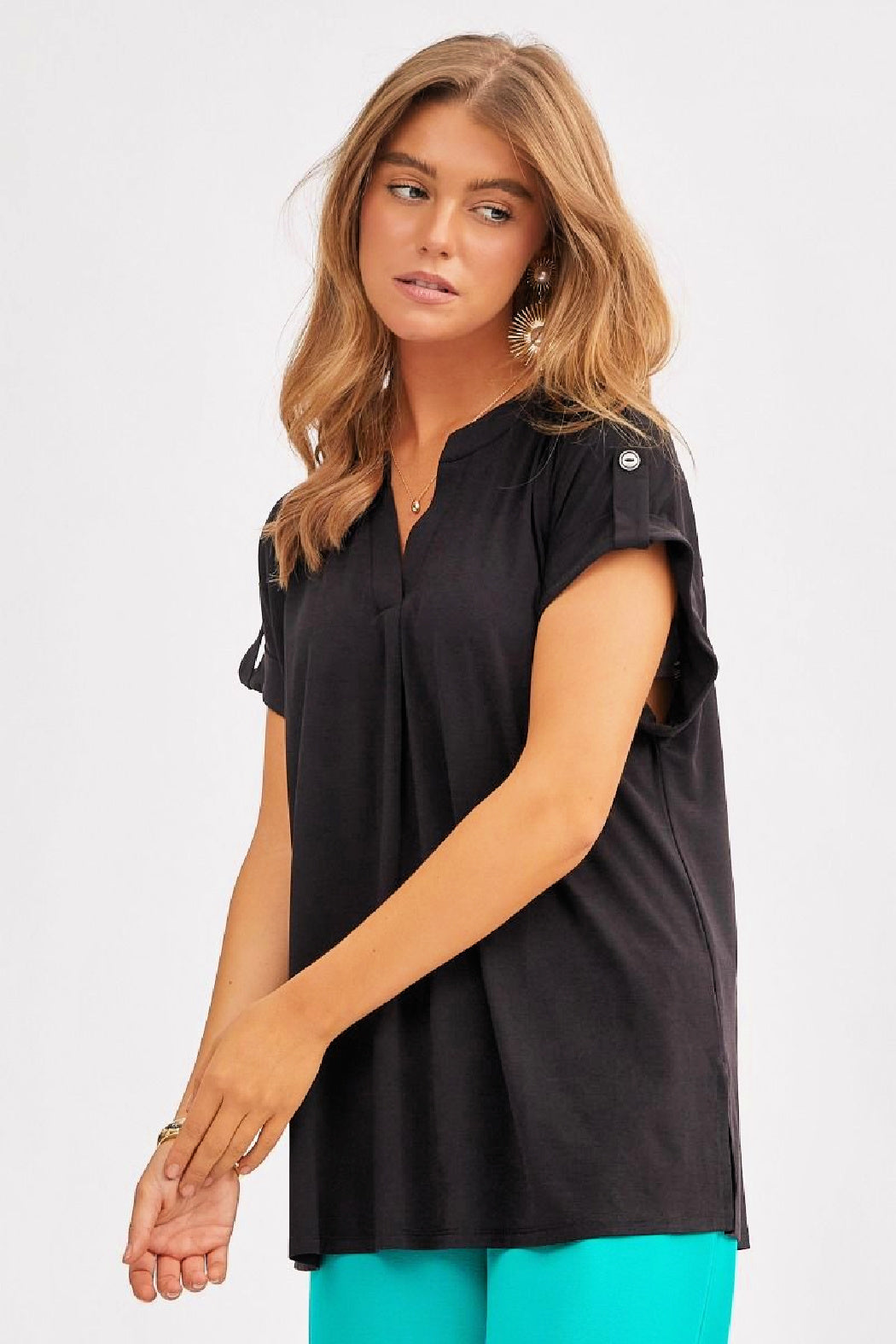 ON SALE - Dear Scarlett - Dolman Short Sleeve Top - Black