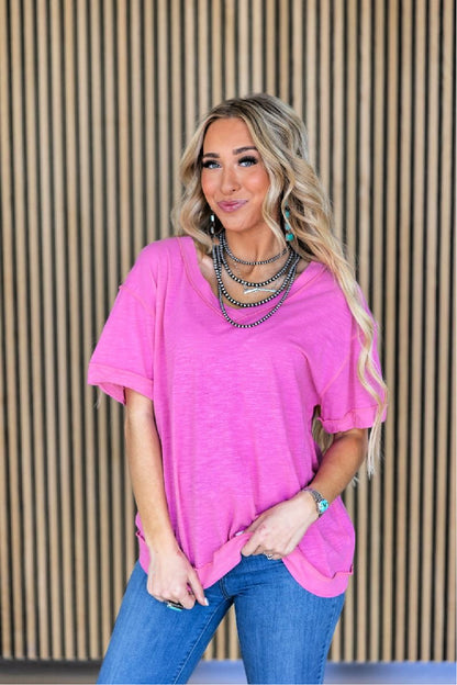 Basic Relaxed Fit T-Shirt - Magenta