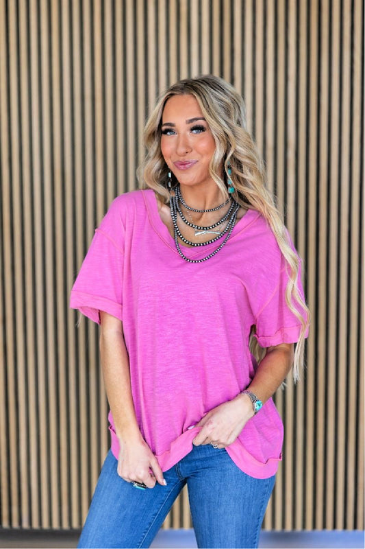 Basic Relaxed Fit T-Shirt - Magenta