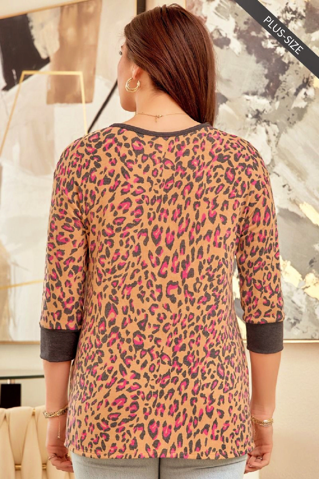 Dear Scarlett Multi Color Leopard Print Top - Plus Size
