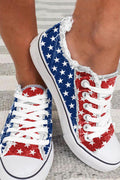 Star-Spangled Strut: American Flag Frayed Canvas Sneakers 🇺🇸
