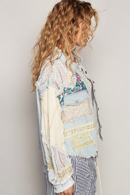 Denim and Patchwork Oversized Jacket