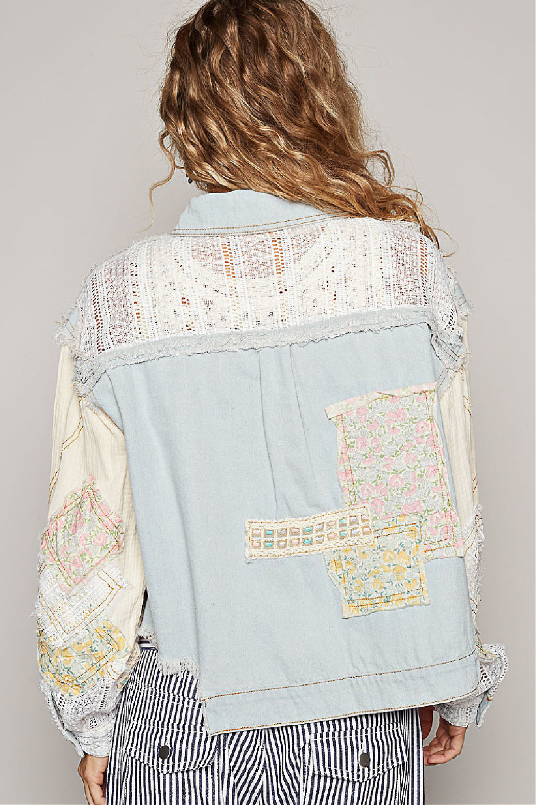 Denim and Patchwork Oversized Jacket