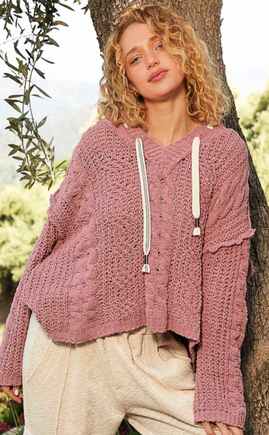 Chenille Pullover Sweater - Mauve