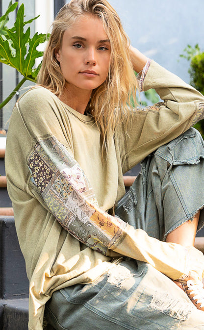 Patchwork Long Sleeve Top