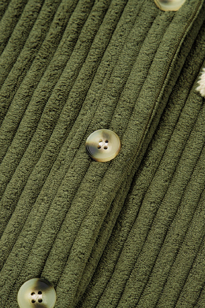 Ribbed Fleece Button Up Jacket