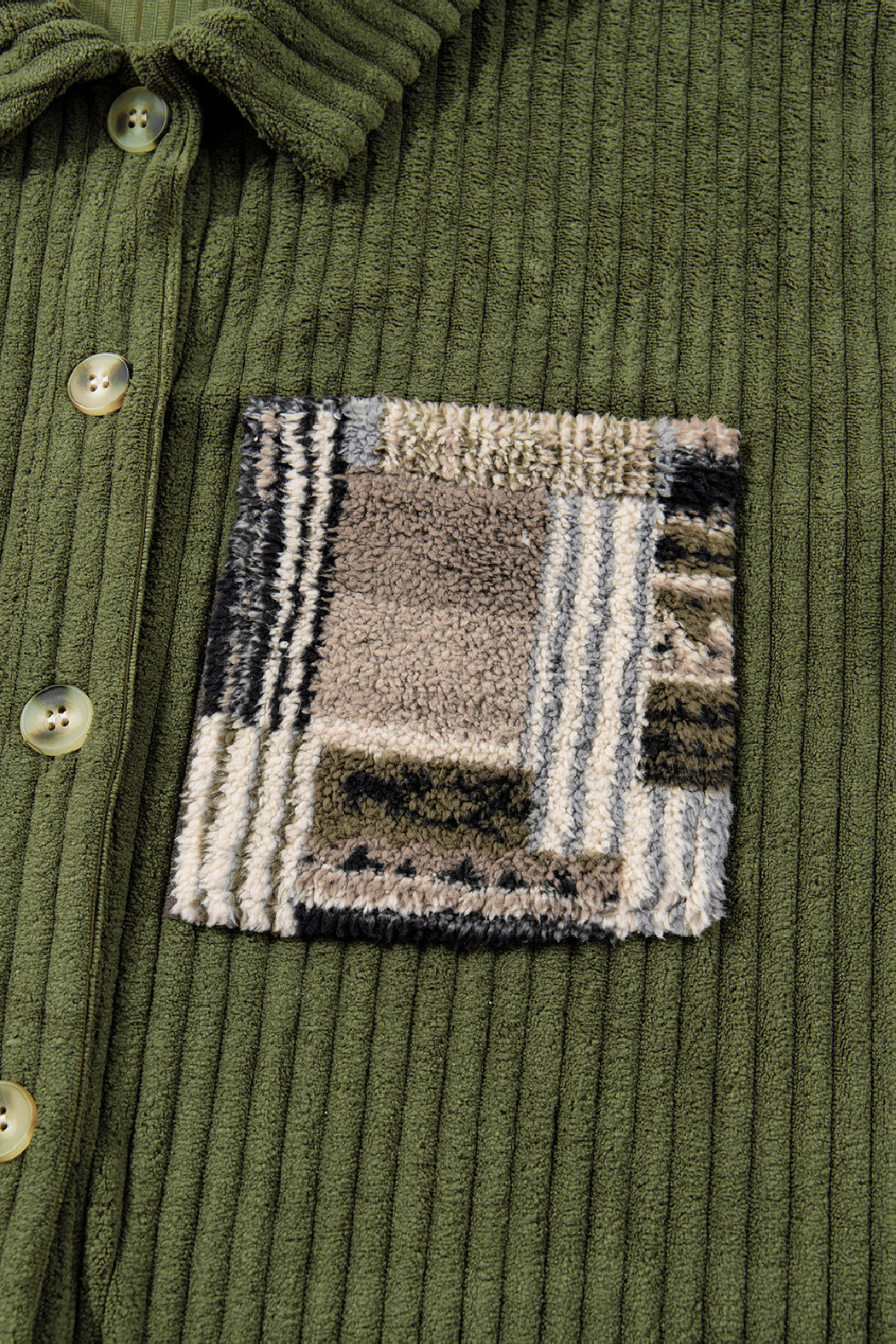 Ribbed Fleece Button Up Jacket