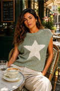 Sleeveless Knit Star Detail Sweater Top
