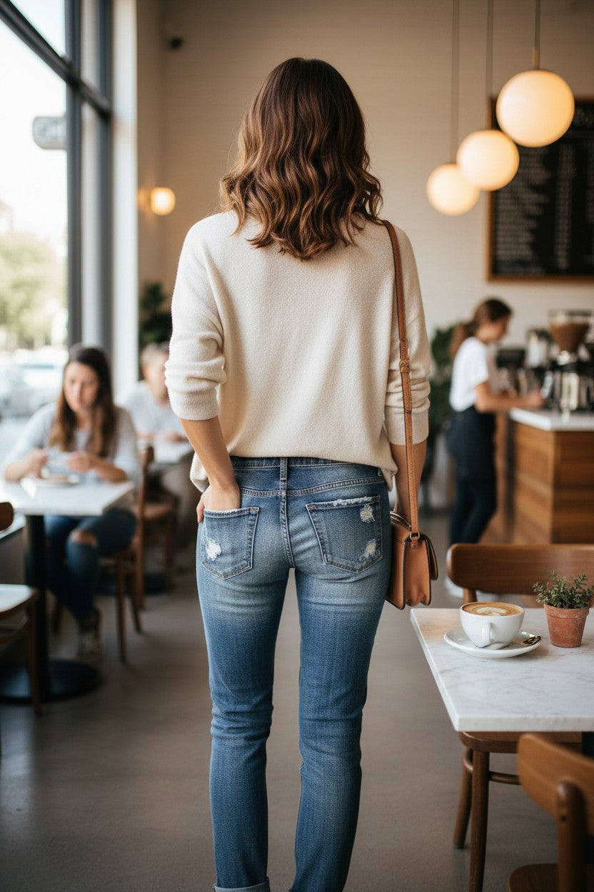 Patriotic Stars and Stripes Distressed Straight-Leg Denim