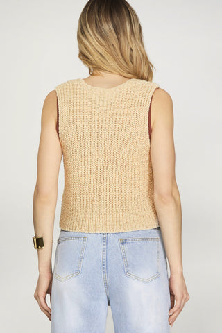 Button-Down Knit Sweater Vest – Cream