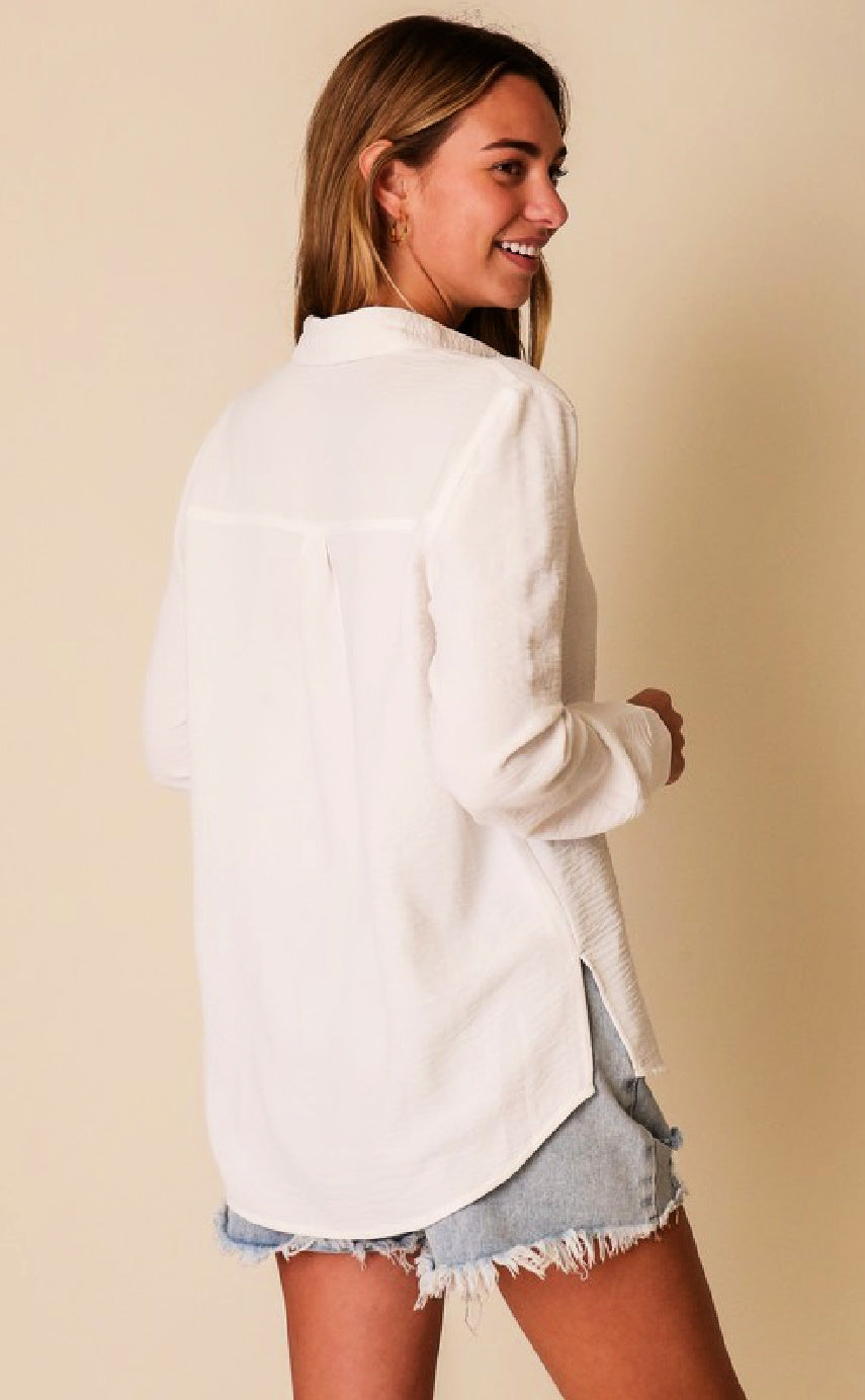 Off White Button Down Shirt Blouse