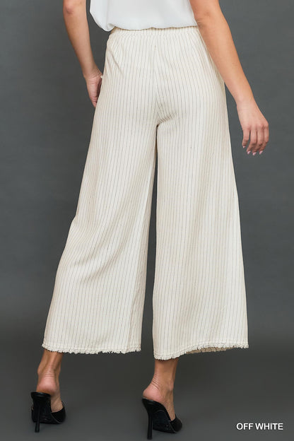 Ivory/Black Striped Wide Leg Pants