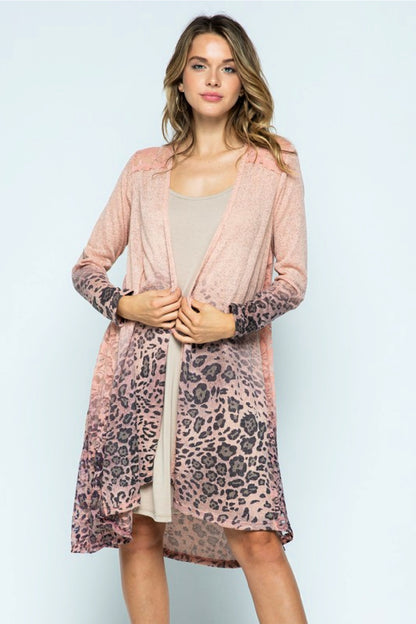 Animal Print Open Front Lightweight Cardigan