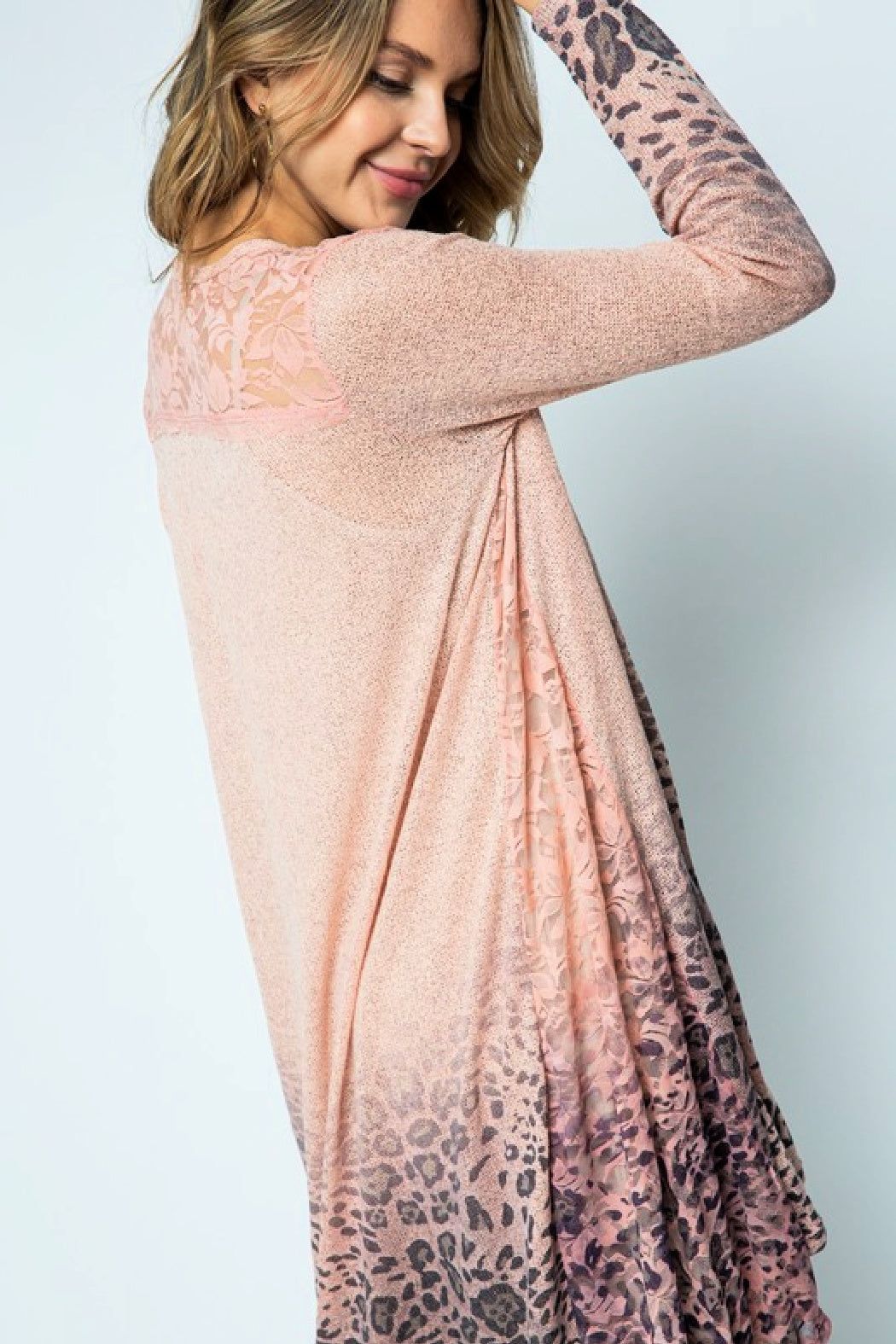 Animal Print Open Front Lightweight Cardigan
