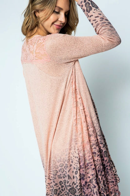 Animal Print Open Front Lightweight Cardigan