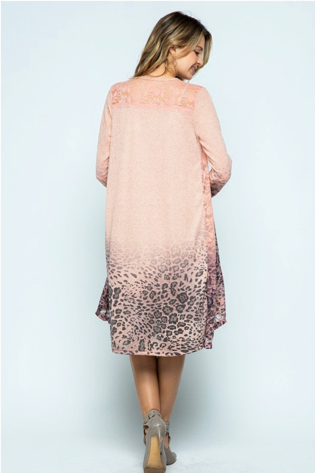 Animal Print Open Front Lightweight Cardigan