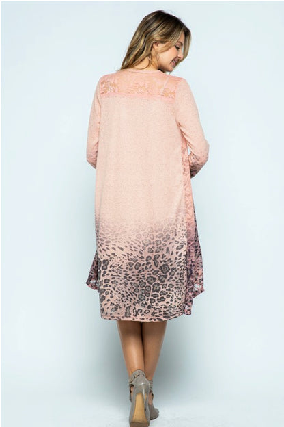 Animal Print Open Front Lightweight Cardigan