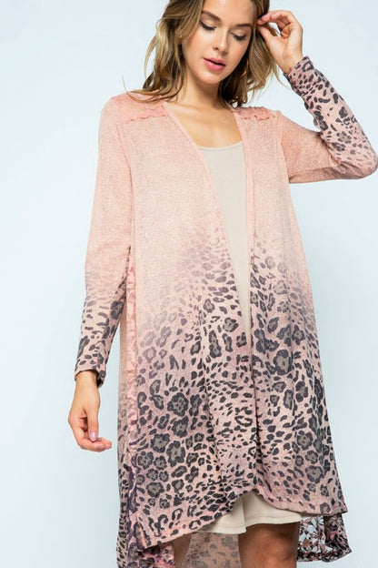 Animal Print Open Front Lightweight Cardigan