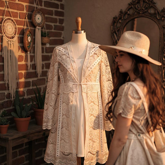Long Sleeve Lace Knit Duster/Jacket