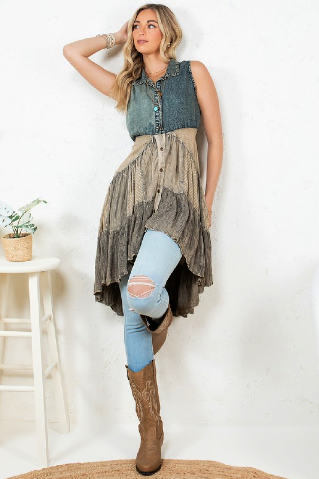 Open Front Vest Dress