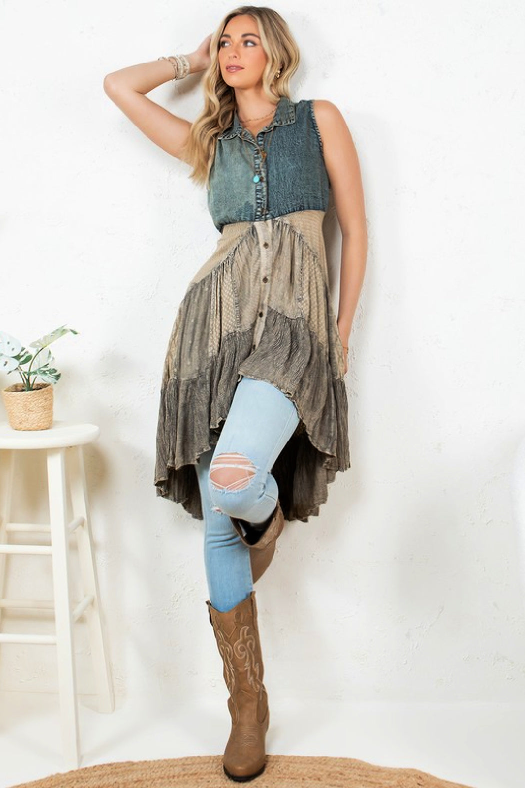 Open Front Vest Dress